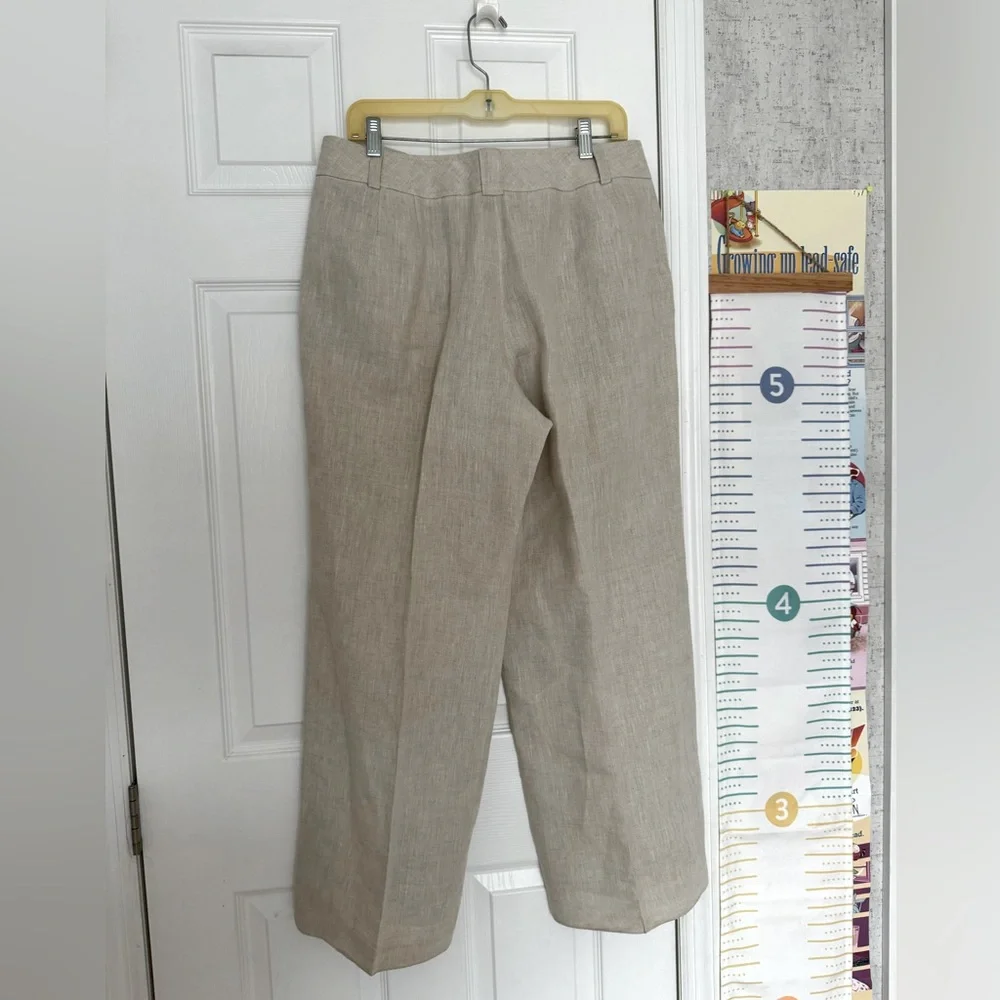 Talbots Pure linen Petite 14 women’s wide leg tan pants - Picture 7 of 8